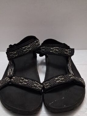 Teva Size 10 men's sandal in black, gray strap  with adjustable strap Hiking.